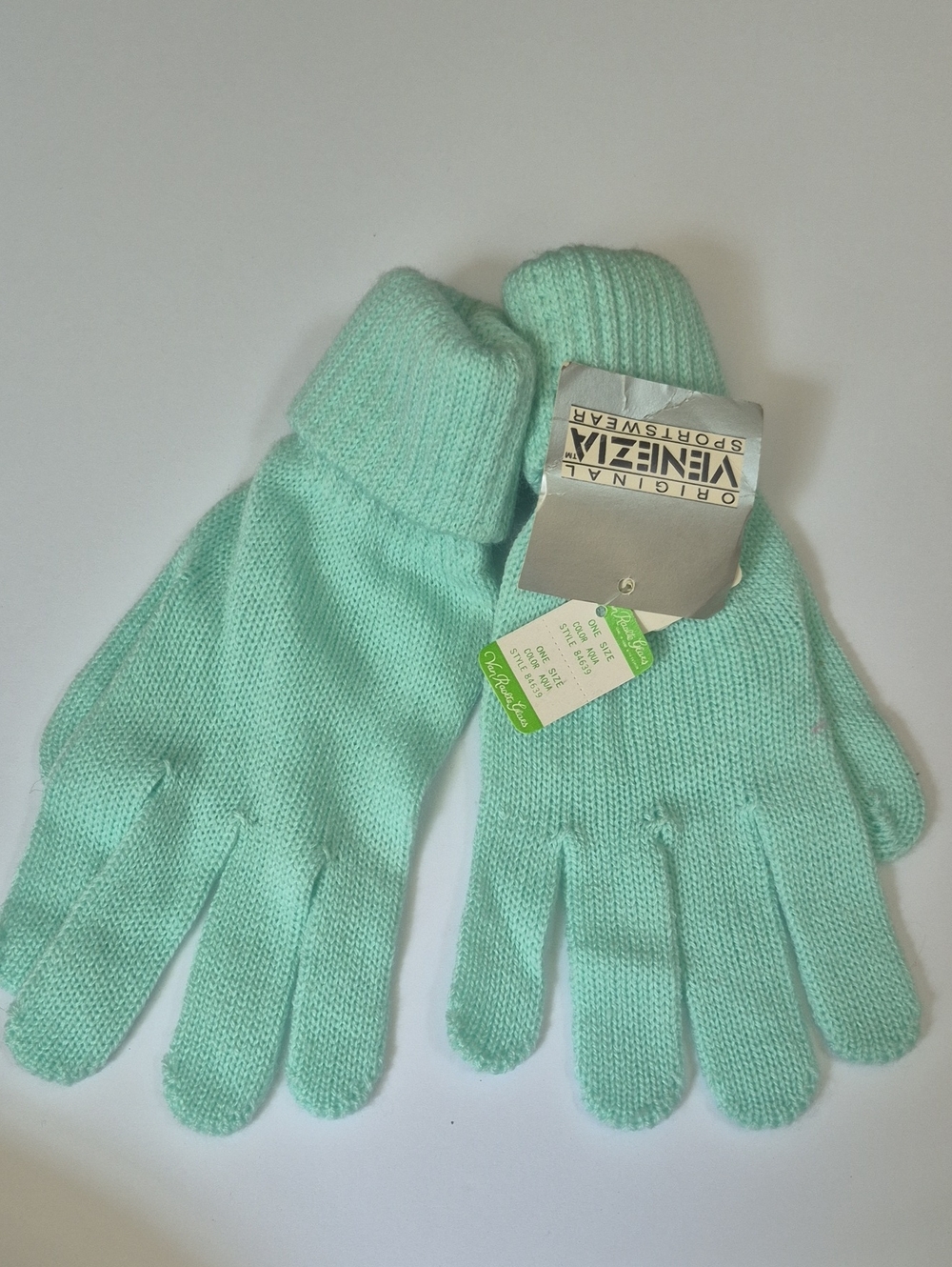 Vintage Venezia Teal Knit Gloves Van Raalte knit gloves